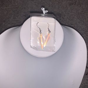 Clear/pearlescent triangle earrings